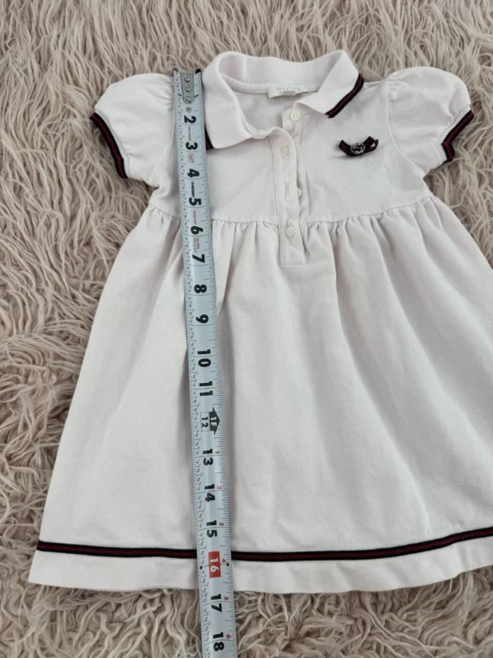 Gucci Baby Girl Light Pink Dress with Navy and Burgundy Trim Size 12M-18M